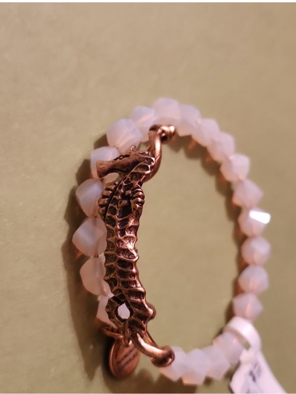 Alex and Ani Rose Gold Seahorse Beaded Bracelet - White Beads